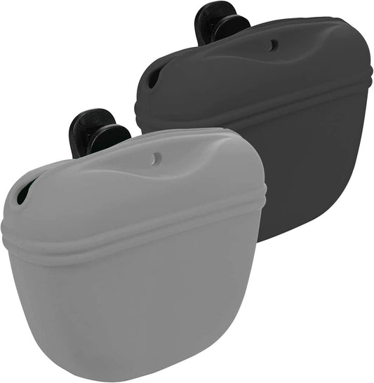 MGKSHADOW silicone dog treat pouch front view showing grey and black training bags