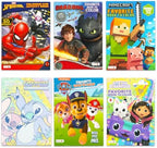 Twenty four unique children activity books laid out showing no duplicates