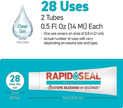 Back label of Rapid-Seal Wound Gel showing directions for use and ingredients