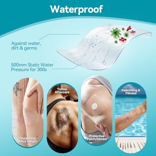 Clear waterproof adhesive bandage applied over a fresh tattoo for protection