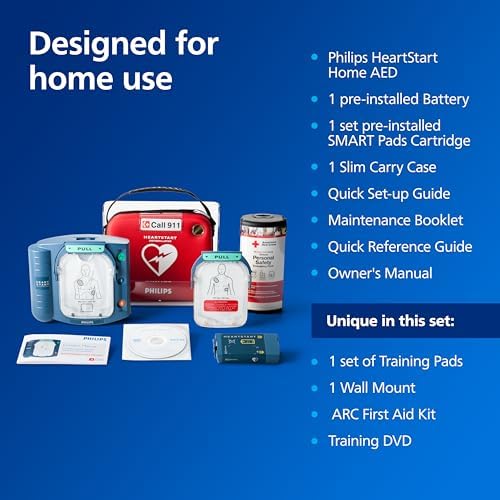 HeartStart M5068A-C04 portable defibrillator unit with pre-installed SMART pads
