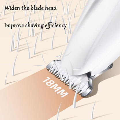 Low noise rechargeable pet shaver for paws, ears, and sensitive areas.