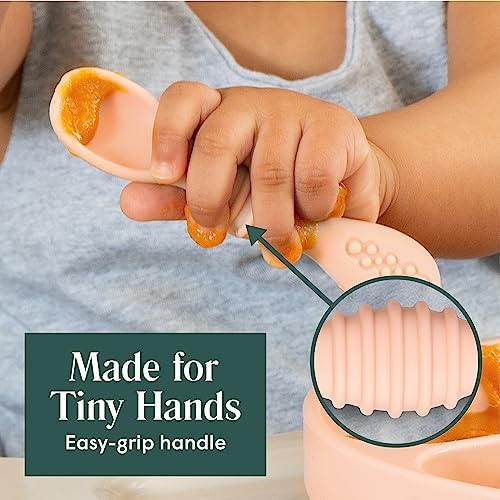 Six piece set of imported toddler self feeding spoons in diverse colors