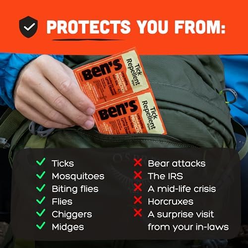 Ben's lightweight mosquito and tick repellent wipes showing three individual boxes from a side perspective.