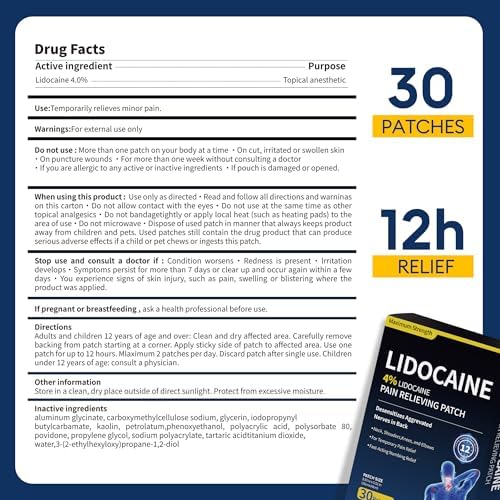 Sumifun lidocaine patch packaging showing 4% maximum strength label