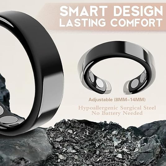 Premium stainless steel lymphatic drainage rings set worn on a model's hand
