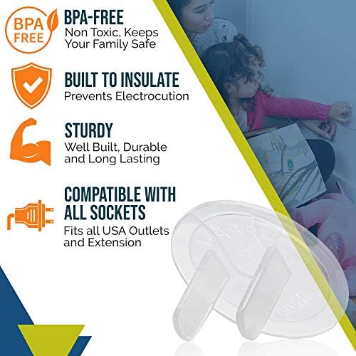 Large value pack of 50 clear plastic baby outlet covers