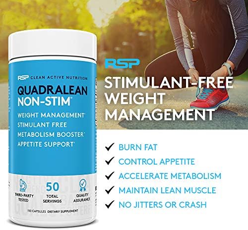 RSP Nutrition QuadraLean - Stimulant Free Weight Management, Metabolism Booster, Energy & Appetite Support - CLA, L-Carnitine, Green Tea Extract, Non-Stim Formula, 50 Serv (Packaging May Vary) - Image 4