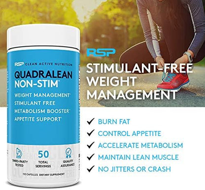 RSP Nutrition QuadraLean - Stimulant Free Weight Management, Metabolism Booster, Energy & Appetite Support - CLA, L-Carnitine, Green Tea Extract, Non-Stim Formula, 50 Serv (Packaging May Vary) - Image 4