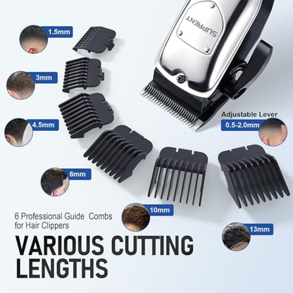 Full contents of the SUPRENT hair cutting kit including lubricating oil and brush