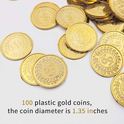 KOMIDK toy coins used as decorative fillers for birthday party favor bags.