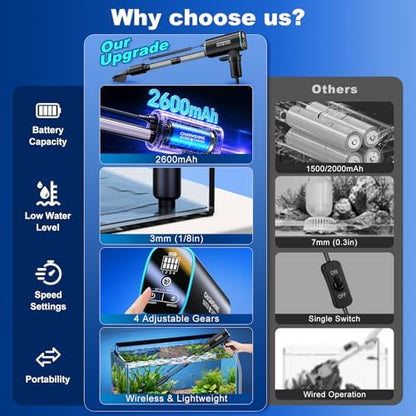 Professional fish tank maintenance using fishkeeper cordless gravel vacuum.
