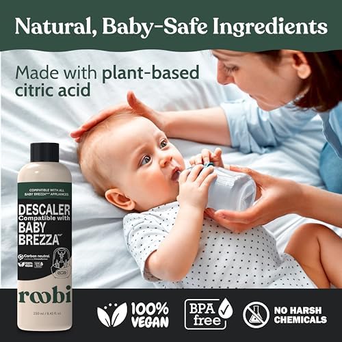 Roobi descaler bottles showing plant based and vegan labels