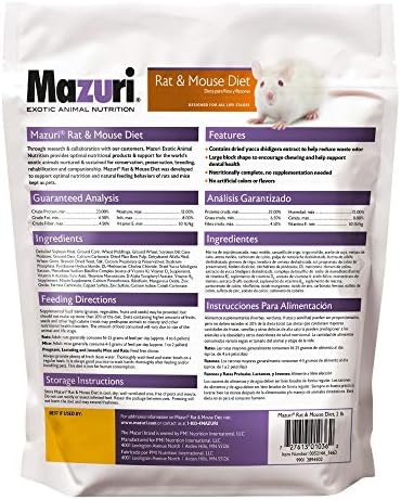 Mazuri rodent pellet blocks nutritional details label