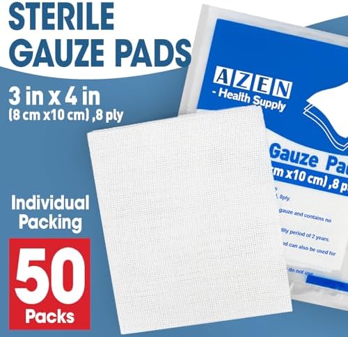 AZEN eight ply medical cotton sponges showing highly absorbent texture close up