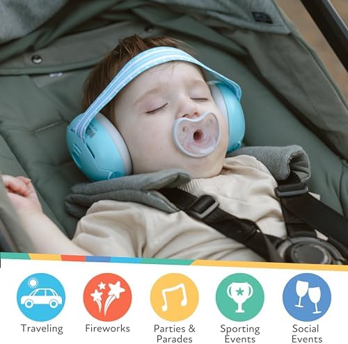 Detail of soft padded ear cups on Nuby baby noise protection