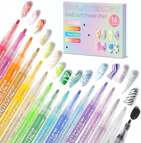 Colayerist 16 Colors Acrylic Nail Art Pens front view packaging