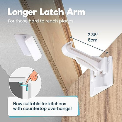 Child safety lock adhesive application on cabinet