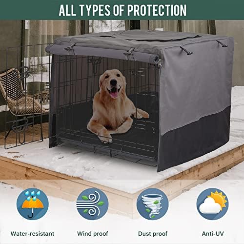Rachmi universal 42 inch dog crate privacy screen side view angle.