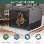 Rachmi universal 42 inch dog crate privacy screen side view angle.