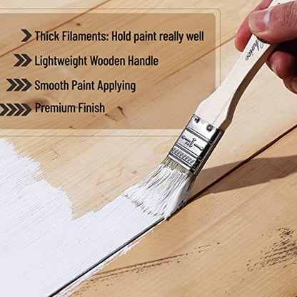 Full pack layout of twelve individual 1 inch chip paint brushes for DIY projects.