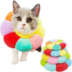 Kudes cat and small dog recovery collar front view colorful sunflower design