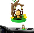 Pluzmecalm green solar powered dancing monkey ornament front view dashboard decoration