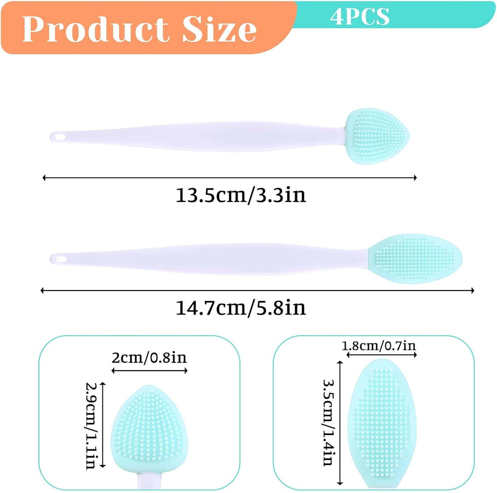 JJUNW dual sided feline chin treatment brush demonstrating the close up of soft exfoliating silicone bristles
