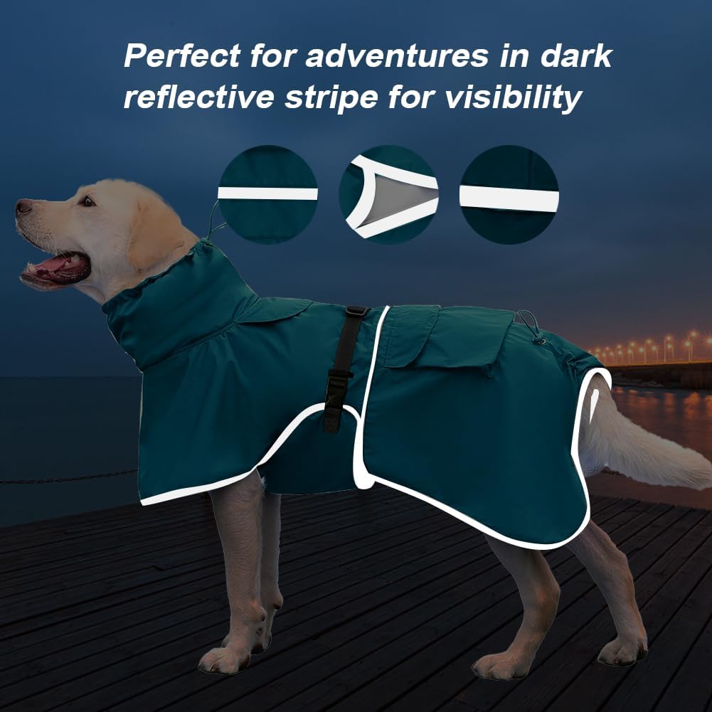 Koogal full coverage large breed dog rain poncho close up