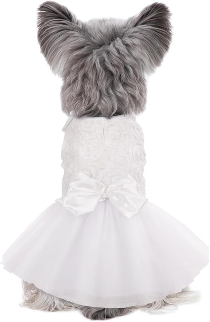 Kuoser dog dress pet wedding outfits front view elegant lace bodice