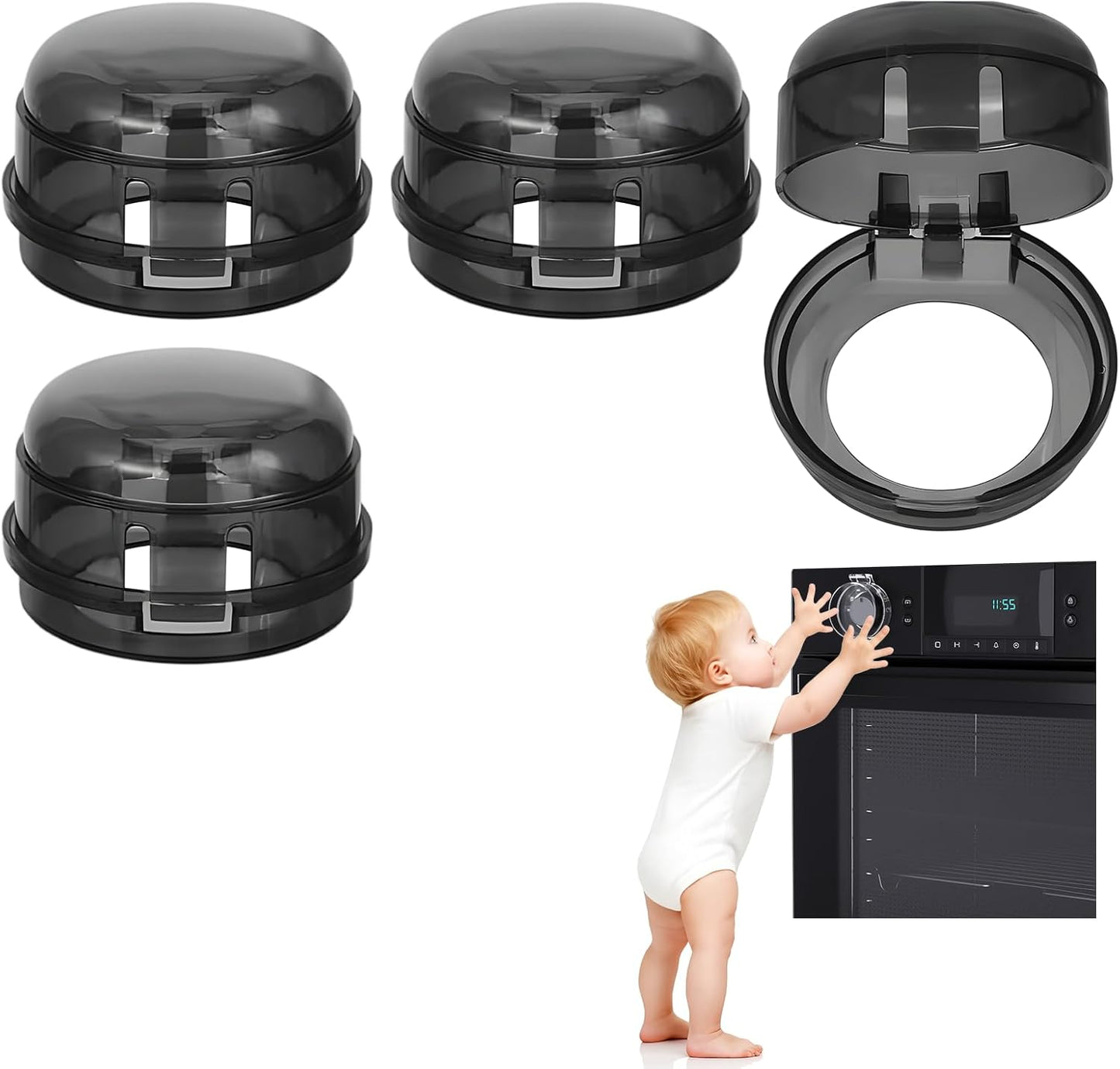 Hoigrbom gas stove knob covers front view showing transparent design.