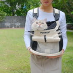 PUUROF cat travel bag showing widened and lengthened padded shoulder straps