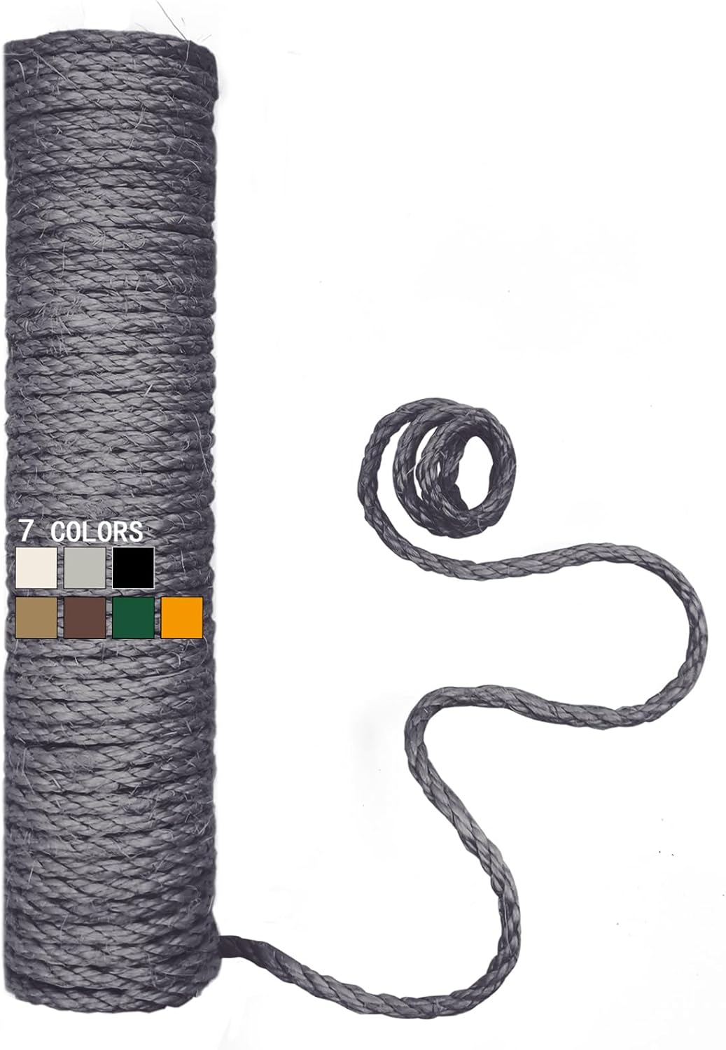 Natural Sisal Rope for Cat Scratcher, 1/4 Inch 32FT Sisal Rope for Cat Scratching Post Repair Replacement, Multi Color Cat Scratch Tree Rope Replacement, Solid Black - Image 11