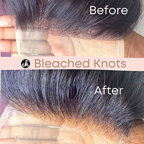 Complete contents of the Coolass Hair lace bleaching system showing developer, powder, shampoos, and mixing tools.