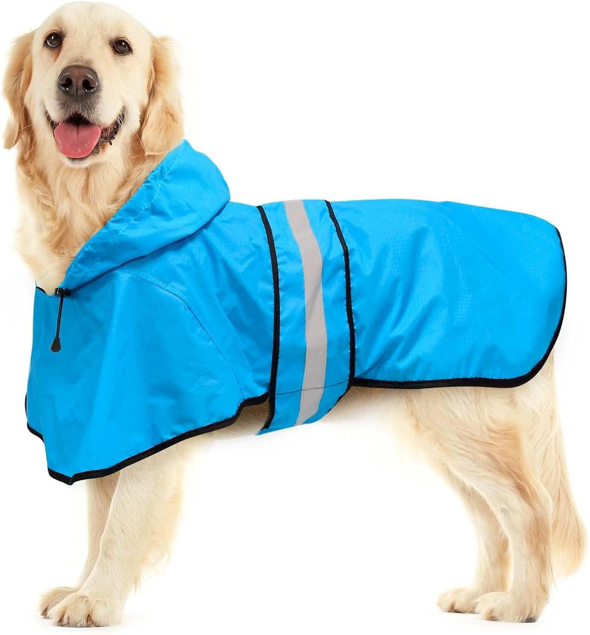 Fashion Hooded Dog Raincoat - Reflective Doggy Rain Jacket Lightweight Waterproof Dog Raincoats for Medium Dogs (Medium, Blue) - Image 11