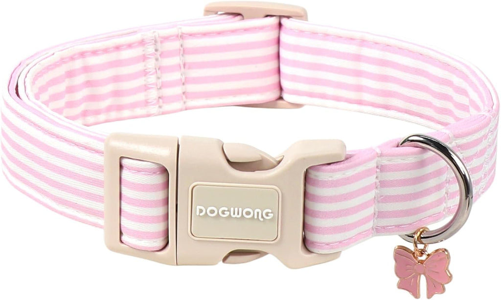 DOGWONG Girl Dog Collar for Small Dogs, Pink Checked Dog Collars, Pink Checked Dogs Collars for Small Medium Dogs, Neck 11-16 inches - Image 11
