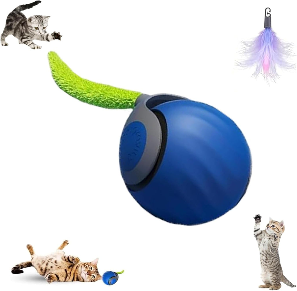 Autrety smart interactive pet toy ball demonstrating the obstacle avoidance feature near a wall.