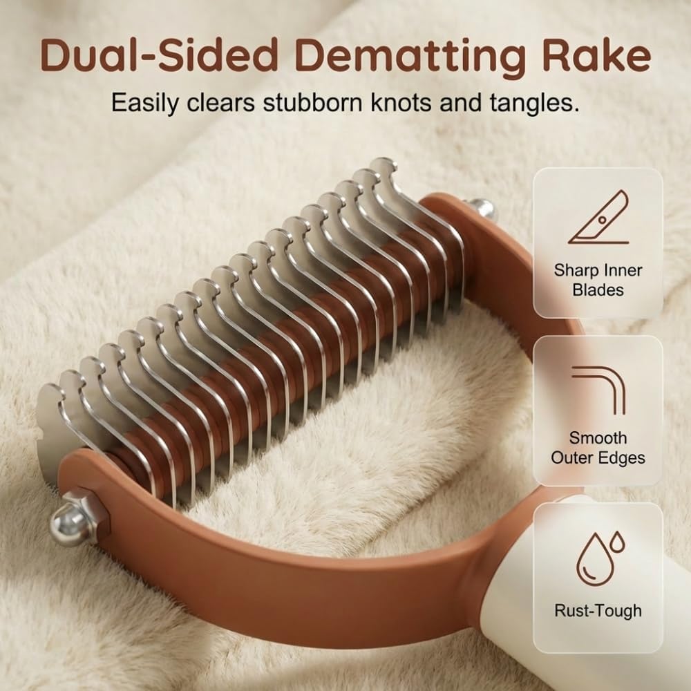 Yonynn pet grooming brush narrow side stripping loose fur from medium haired cat