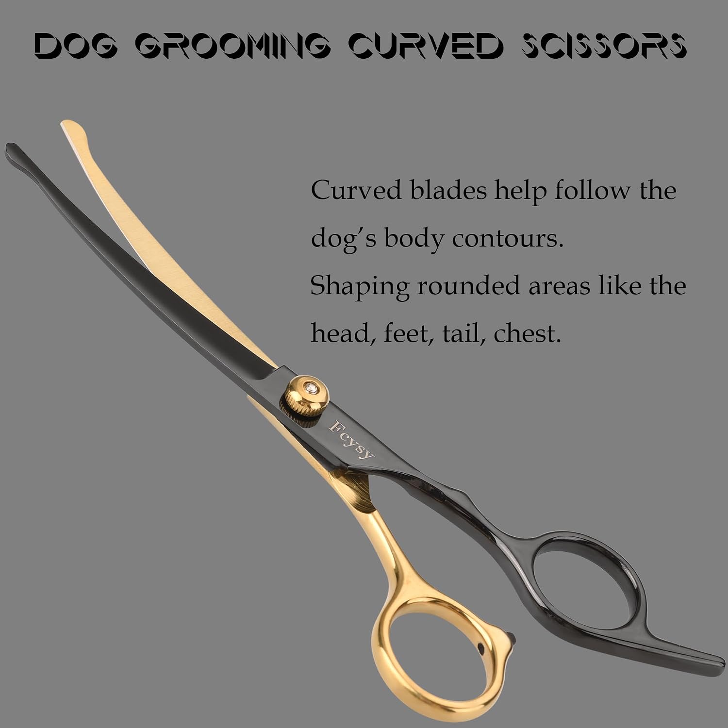 Adjustable tension screw and ergonomic soft grip handles of the Fcysy pet shears.