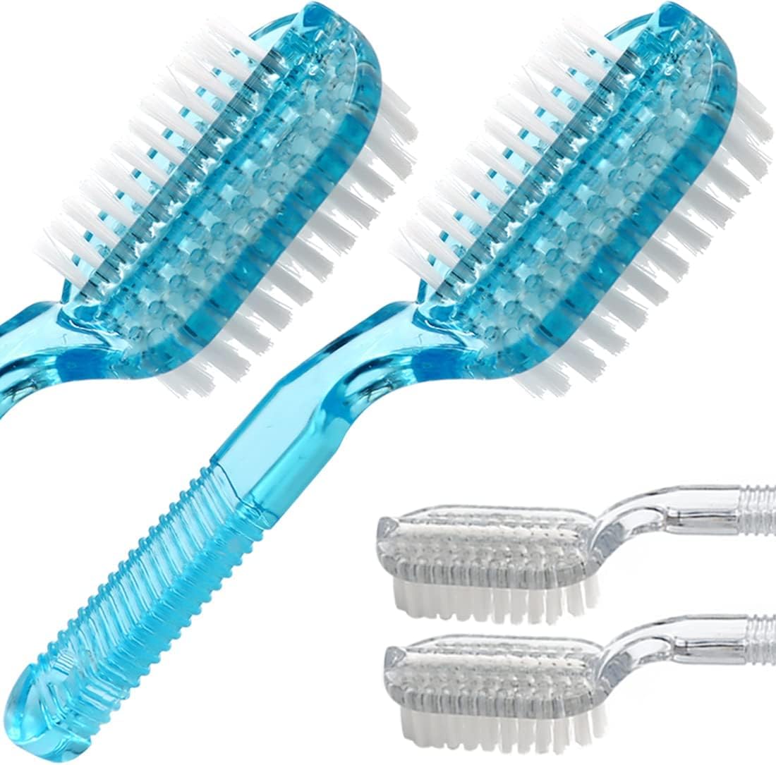Xjinmin handle grip fingernail brush front view showing blue and white variants