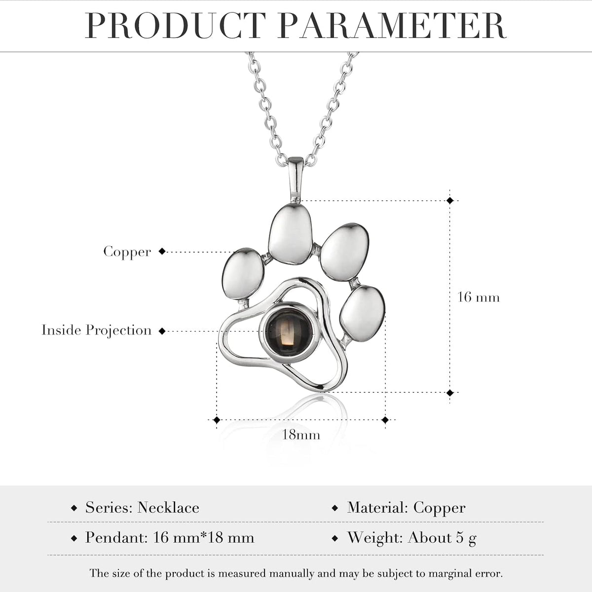 OPALSTOCK dog cat paw pendant silver variant displaying the central projection stone