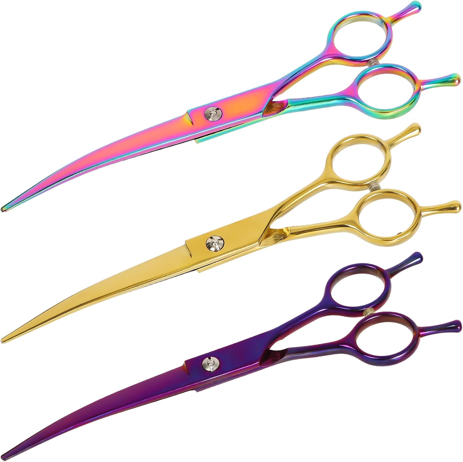 Ergonomic gold handle of Sumcoo professional pet grooming shears