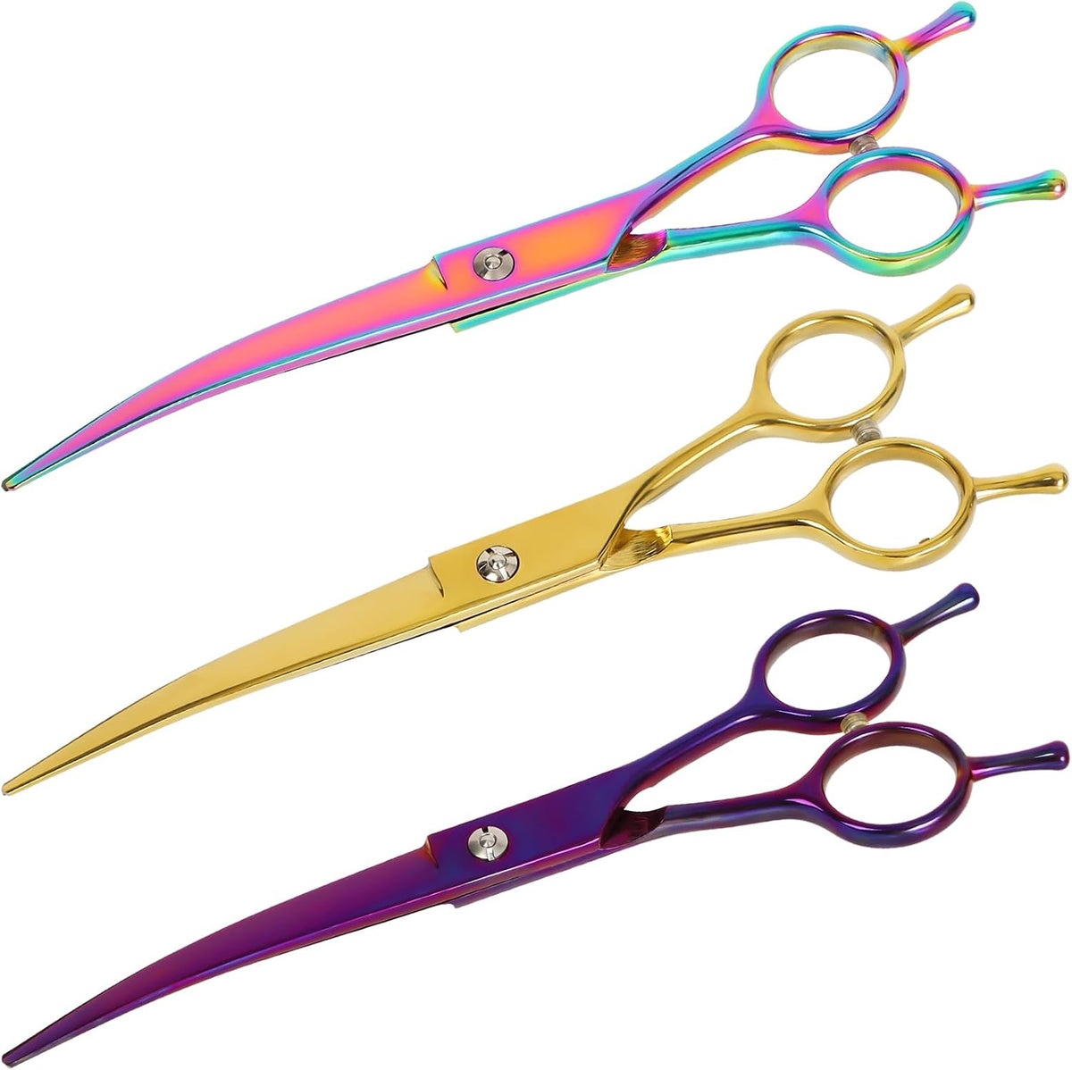 Ergonomic gold handle of Sumcoo professional pet grooming shears