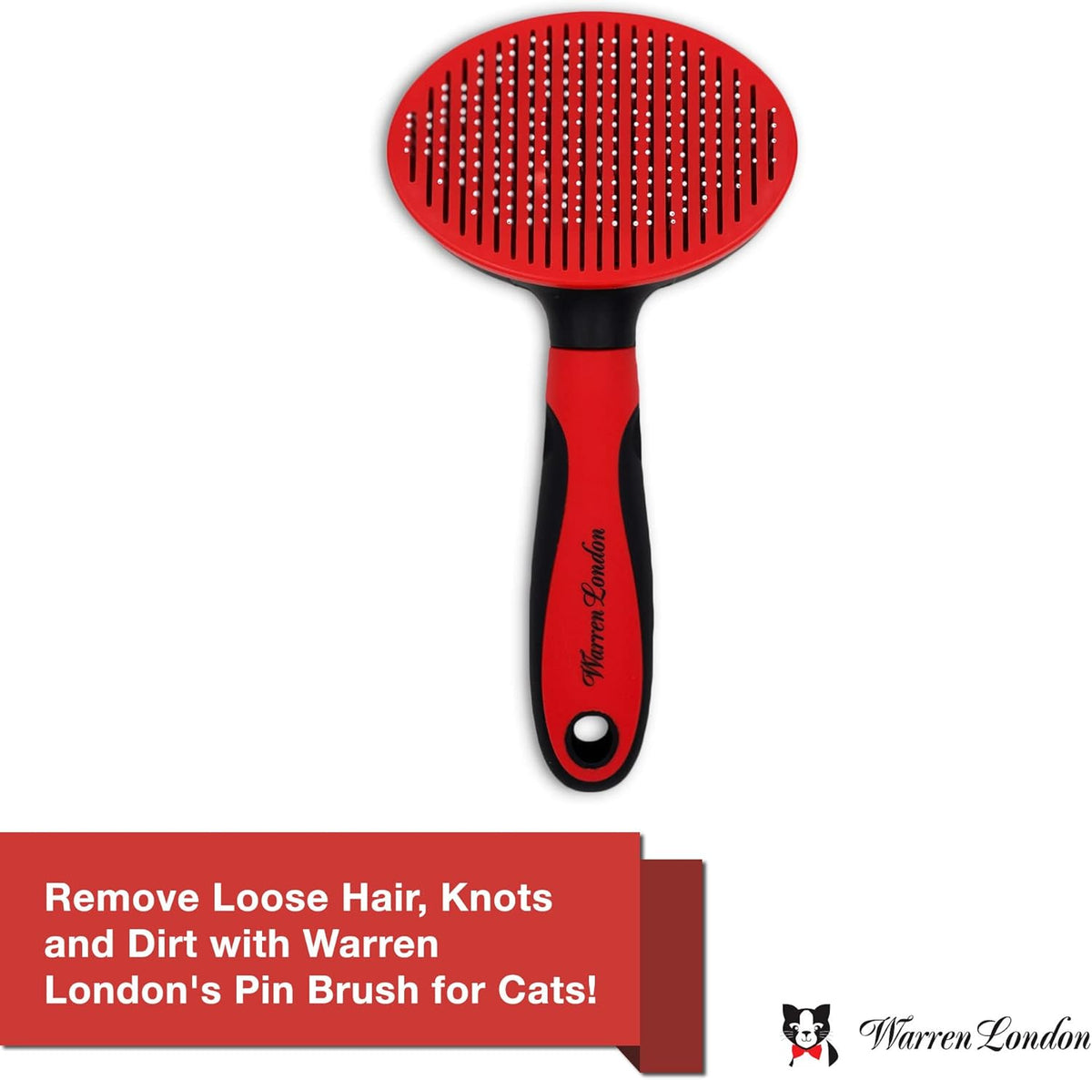 Using the Warren London quick release button to remove fur from pin brush