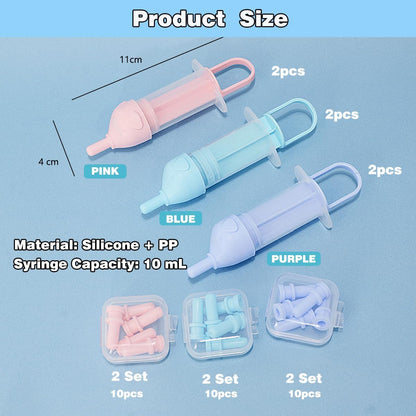 Ten pieces of replaceable food-grade silicone nipples included in the pink nursing kit.