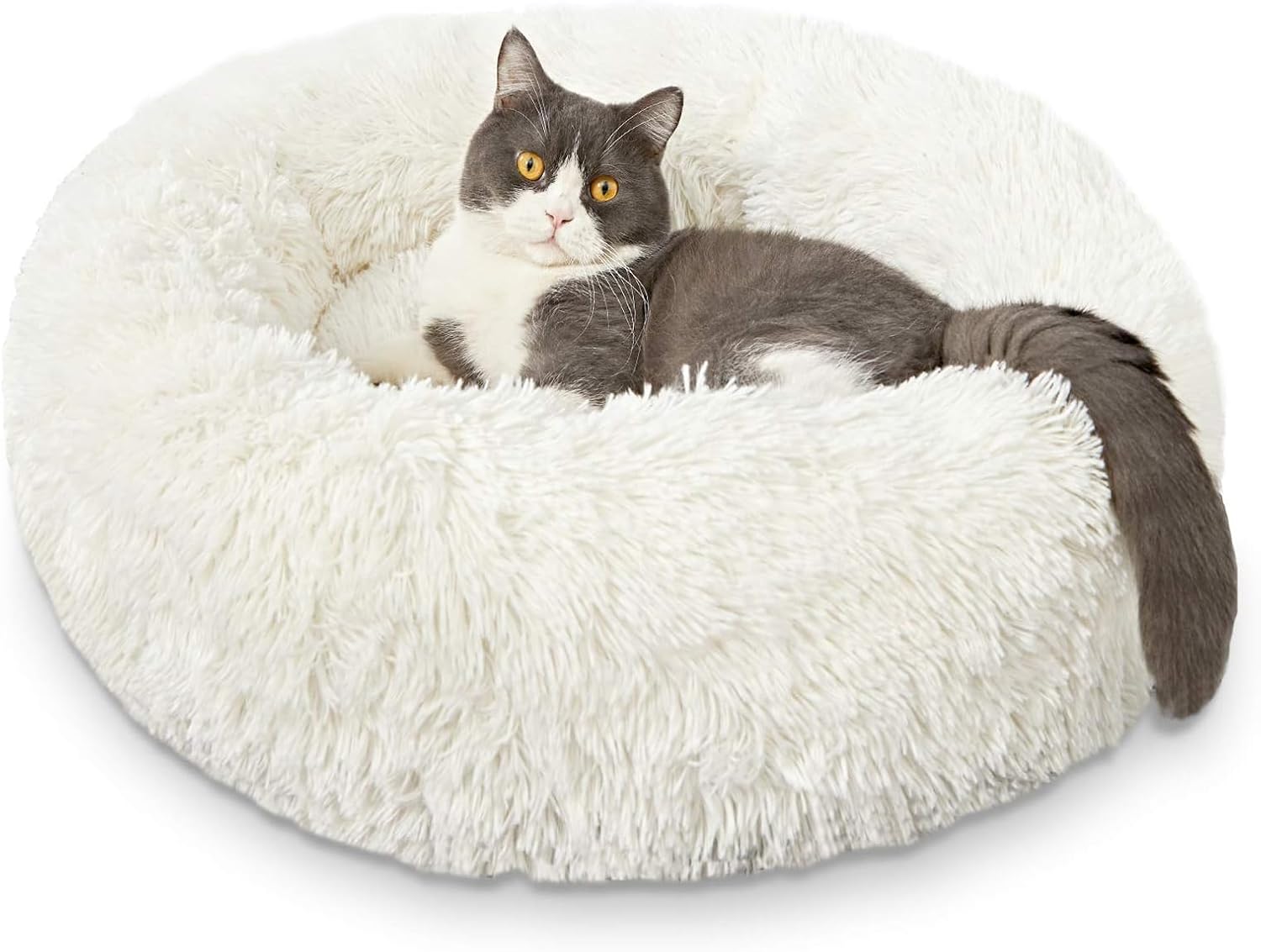 Cat Beds for Indoor Cats - Cat Bed Washable 20/24 inches, Dog Beds for Small Medium Dogs, Anti Anxiety Round Fluffy Plush Faux Fur Pet Bed, Thick Bottom (Pink, Medium) - Image 11