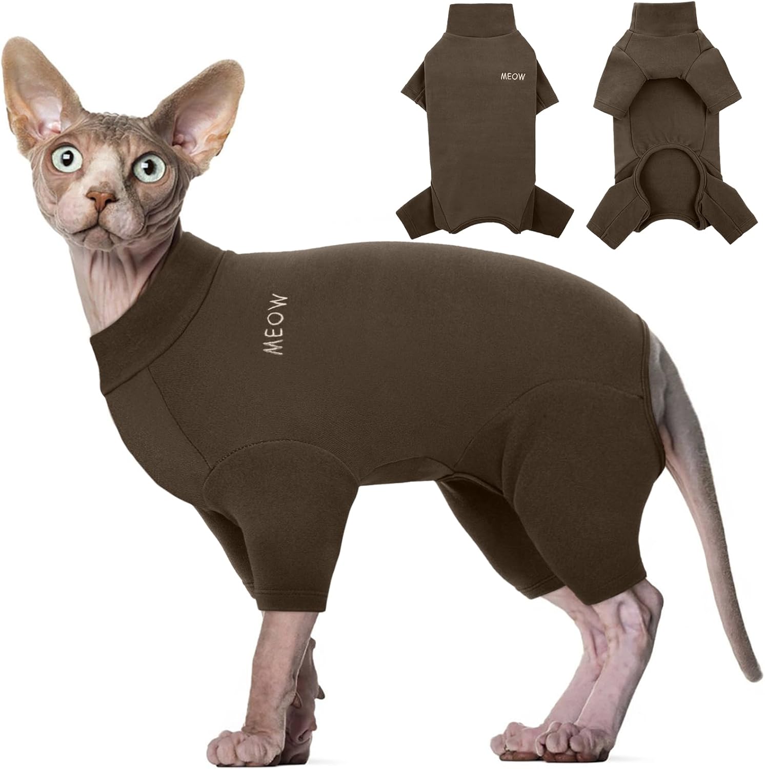 ROZKITCH Sphynx Cat Pajamas Christmas, Breathable Soft Cat Jumpers for Cats Only, Coat with Four Legs, Warm Sweater T-Shirt Pajamas Jumpsuit Vest Cornish Rex Devon Rex Peterbald Red XS - Image 14