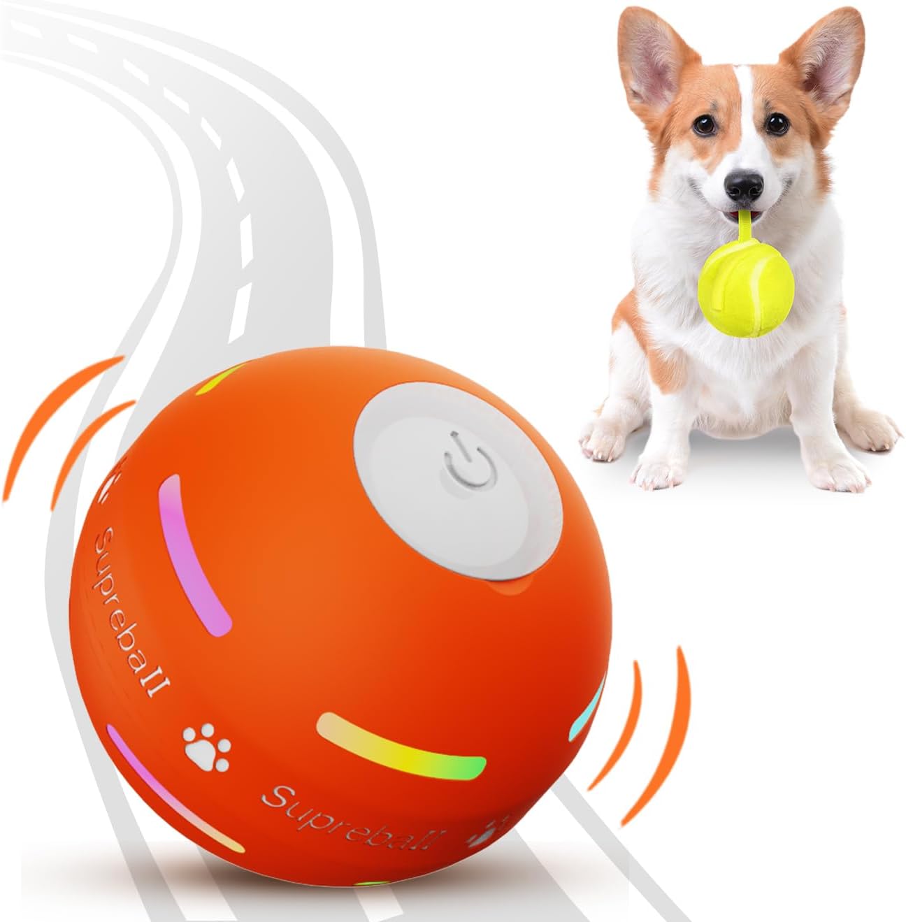 PetDroid interactive dog toy ball orange front view