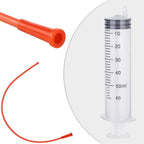 Jutom pet nursing kit showing five graduated PVC syringes ranging from 5 milliliter to 60 milliliter capacities.
