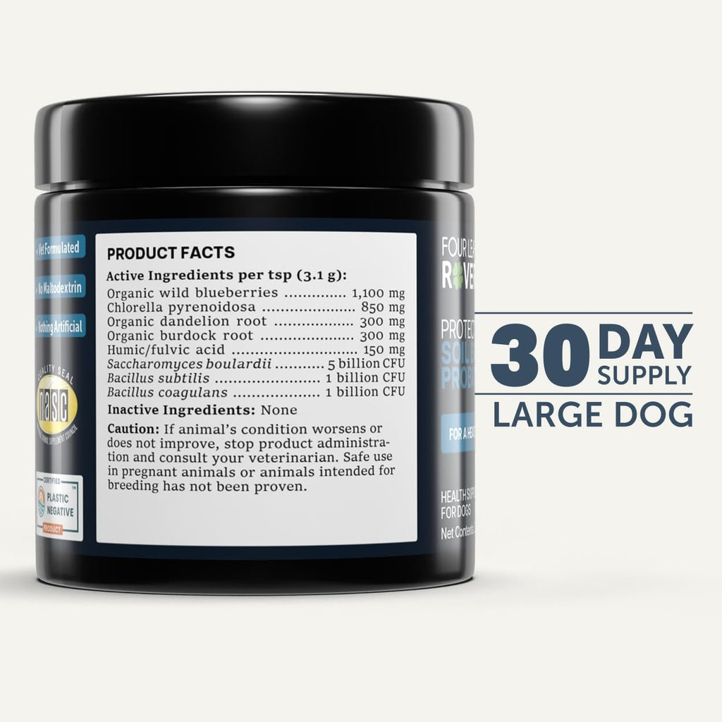 Saccharomyces boulardii dog diarrhea remedy powder container